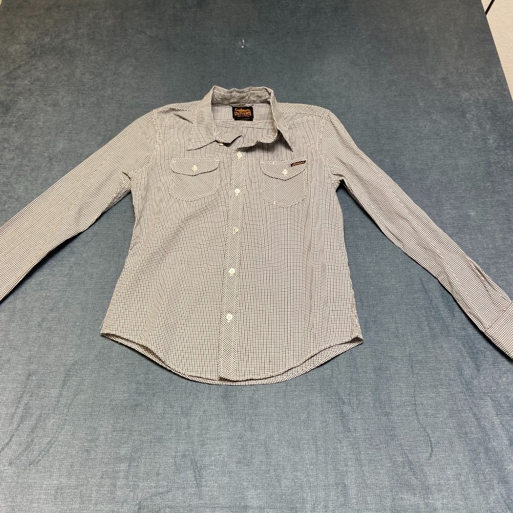 Civilianaire Utility Shirt Men Small White Black Check Classic Outdoor Button Up